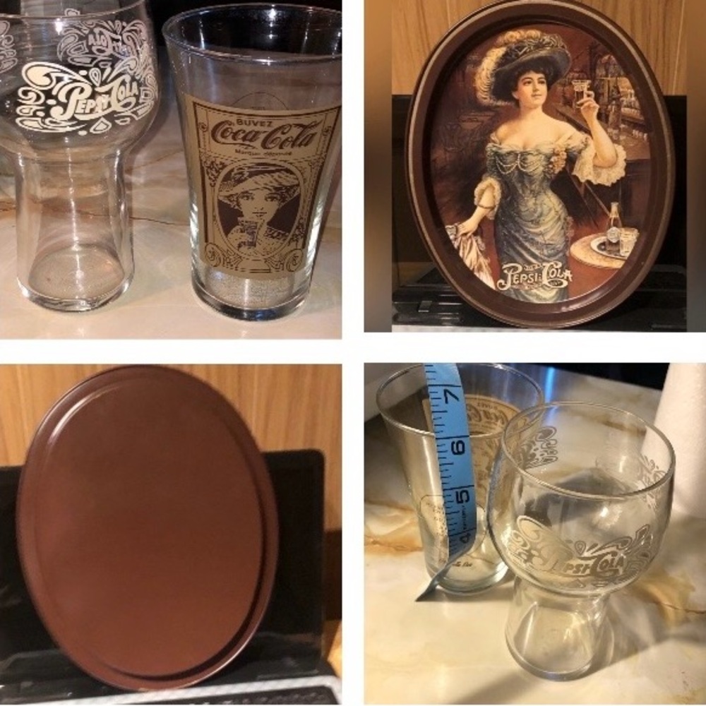 Vintage Pepsi  and Coca Cola glasses
